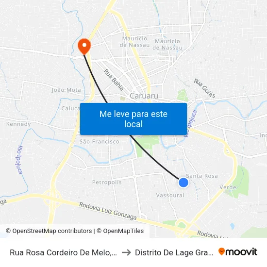 Rua Rosa Cordeiro De Melo, 318 to Distrito De Lage Grande map