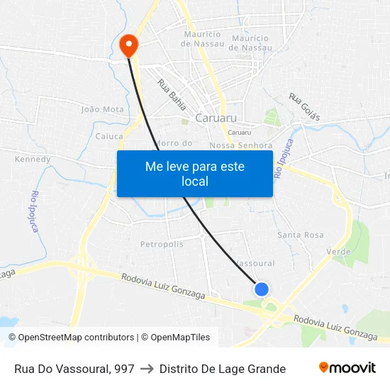 Rua Do Vassoural, 997 to Distrito De Lage Grande map