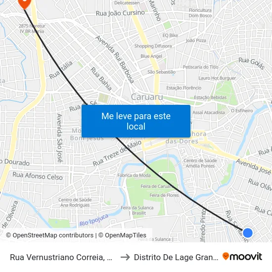 Rua Vernustriano Correia, 459 to Distrito De Lage Grande map