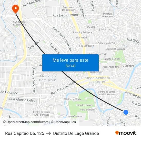 Rua Capitão Dé, 125 to Distrito De Lage Grande map