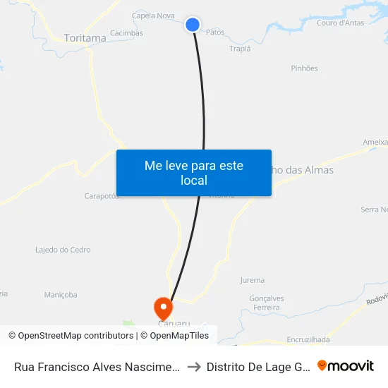 Rua Francisco Alves Nascimento, 329 to Distrito De Lage Grande map