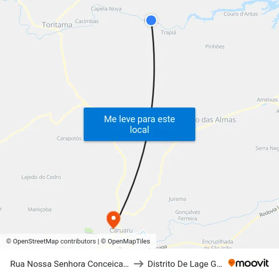 Rua Nossa Senhora Conceicao, 4277 to Distrito De Lage Grande map