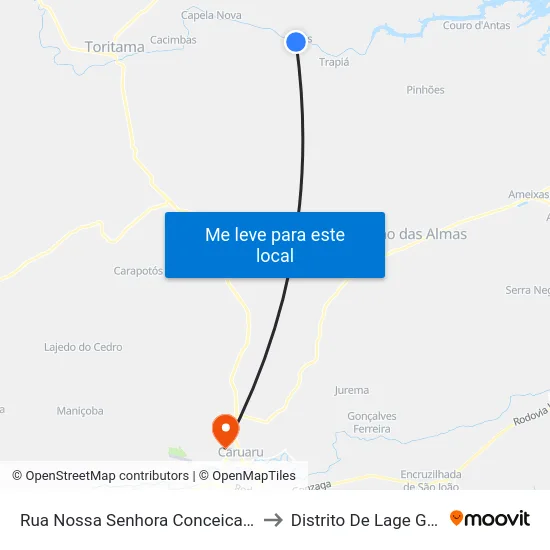Rua Nossa Senhora Conceicao, 2379 to Distrito De Lage Grande map