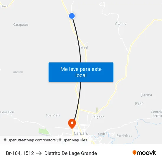 Br-104, 1512 to Distrito De Lage Grande map