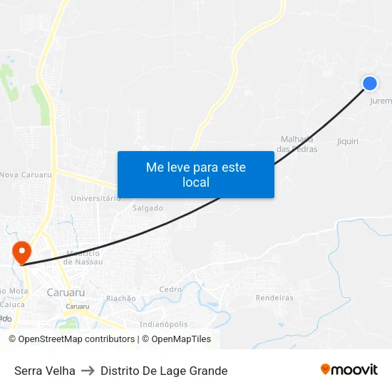 Serra Velha to Distrito De Lage Grande map