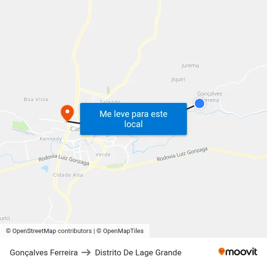 Gonçalves Ferreira to Distrito De Lage Grande map