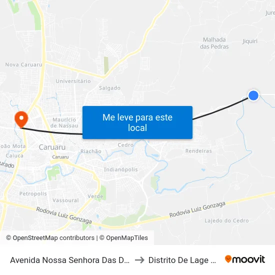 Avenida Nossa Senhora Das Dores, 697 to Distrito De Lage Grande map