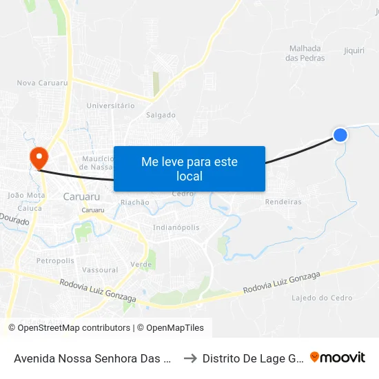 Avenida Nossa Senhora Das Dores, 77 to Distrito De Lage Grande map