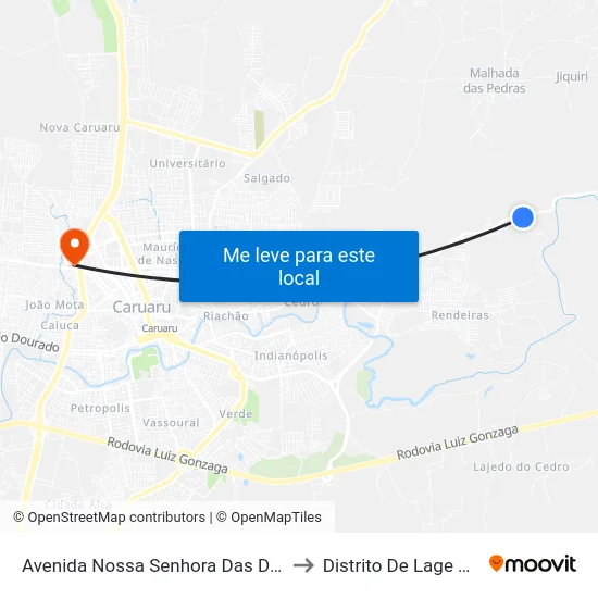 Avenida Nossa Senhora Das Dores, 156 to Distrito De Lage Grande map