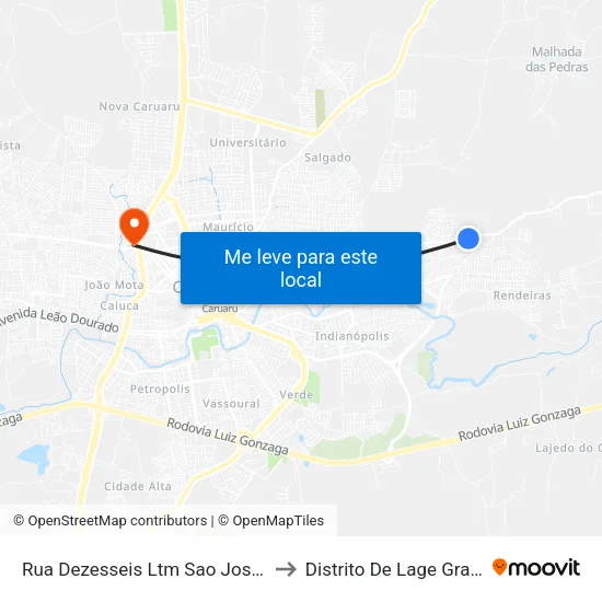 Rua Dezesseis Ltm Sao Jose, 11 to Distrito De Lage Grande map