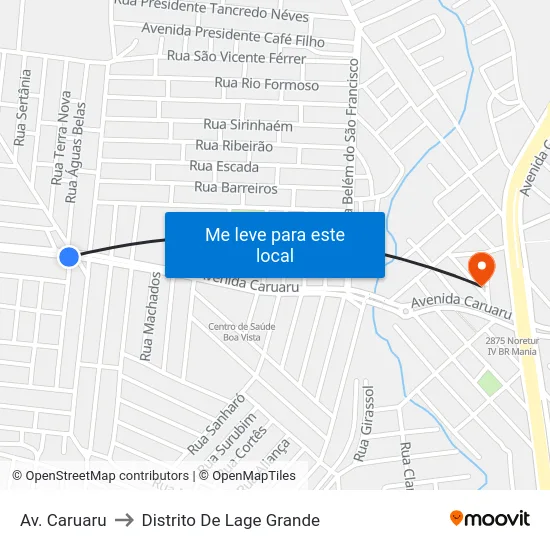 Av. Caruaru to Distrito De Lage Grande map