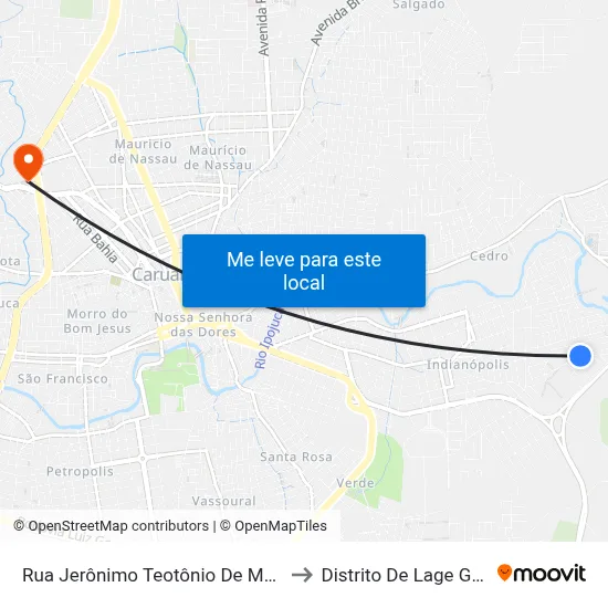 Rua Jerônimo Teotônio De Melo, 106 to Distrito De Lage Grande map
