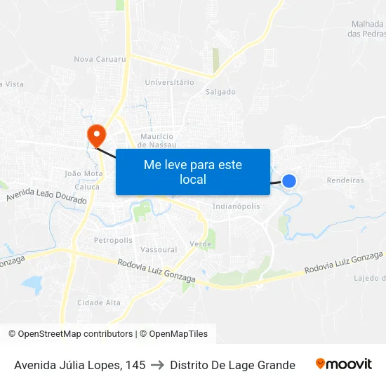 Avenida Júlia Lopes, 145 to Distrito De Lage Grande map