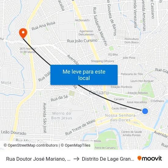 Rua Doutor José Mariano, 84 to Distrito De Lage Grande map