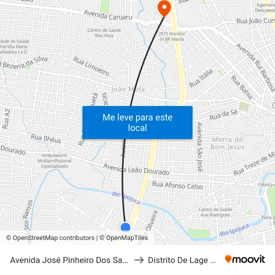 Avenida José Pinheiro Dos Santos, 278 to Distrito De Lage Grande map