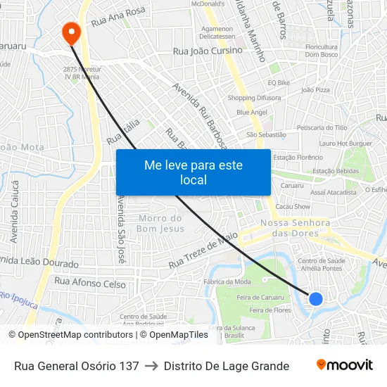 Rua General Osório 137 to Distrito De Lage Grande map