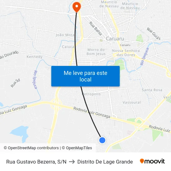 Rua Gustavo Bezerra, S/N to Distrito De Lage Grande map