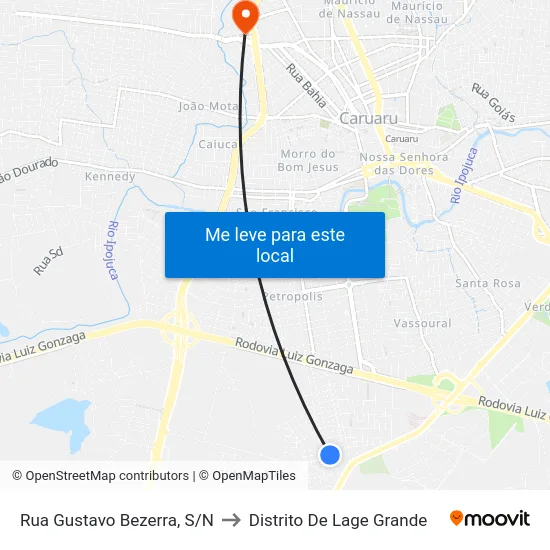 Rua Gustavo Bezerra, S/N to Distrito De Lage Grande map