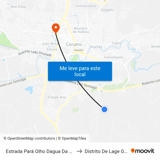 Estrada Pará Olho Dagua Da Cana 93 to Distrito De Lage Grande map