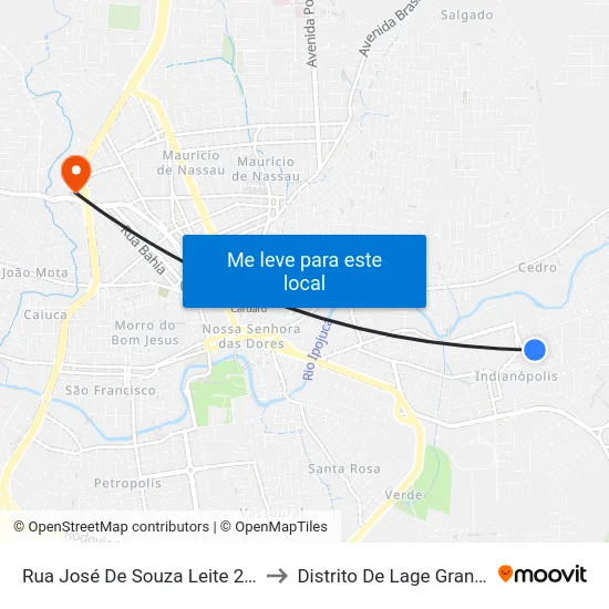 Rua José De Souza Leite 205 to Distrito De Lage Grande map