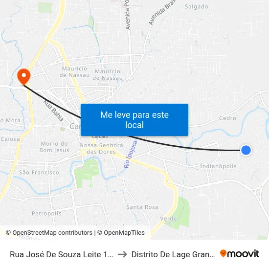 Rua José De Souza Leite 165 to Distrito De Lage Grande map