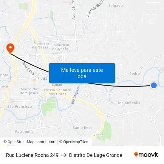 Rua Luciene Rocha 249 to Distrito De Lage Grande map