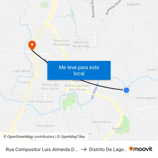 Rua Compositor Luís Almeida De Macedo 190 to Distrito De Lage Grande map