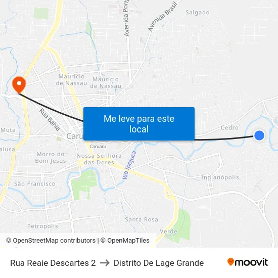 Rua Reaie Descartes 2 to Distrito De Lage Grande map