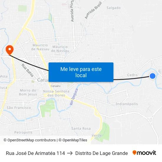 Rua José De Arimatéa 114 to Distrito De Lage Grande map