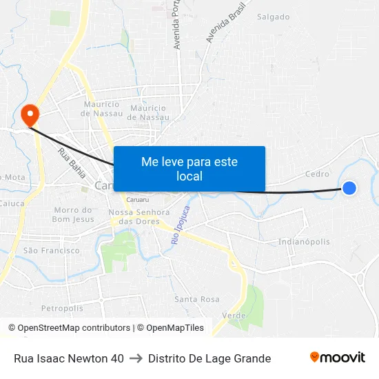 Rua Isaac Newton 40 to Distrito De Lage Grande map