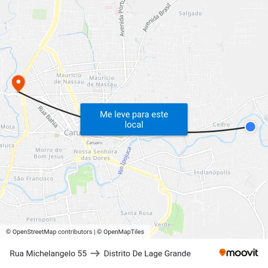 Rua Michelangelo 55 to Distrito De Lage Grande map