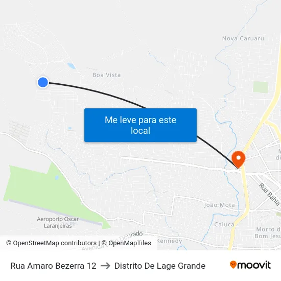 Rua Amaro Bezerra 12 to Distrito De Lage Grande map