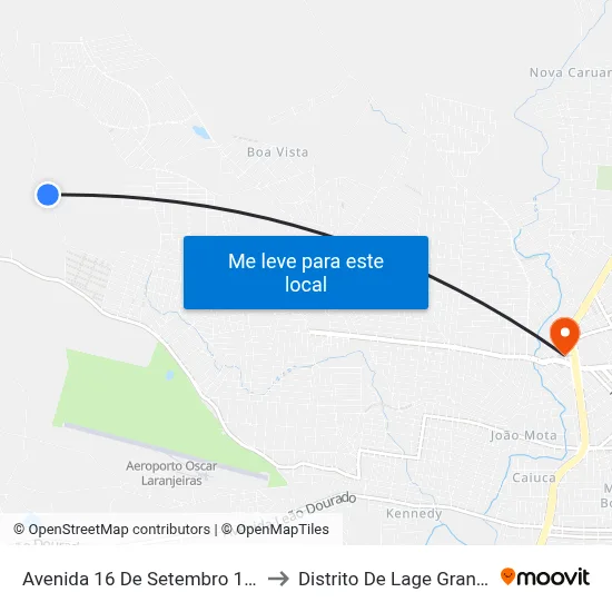 Avenida 16 De Setembro 163 to Distrito De Lage Grande map