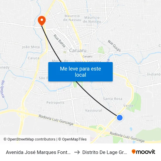Avenida José Marques Fontes 90 to Distrito De Lage Grande map