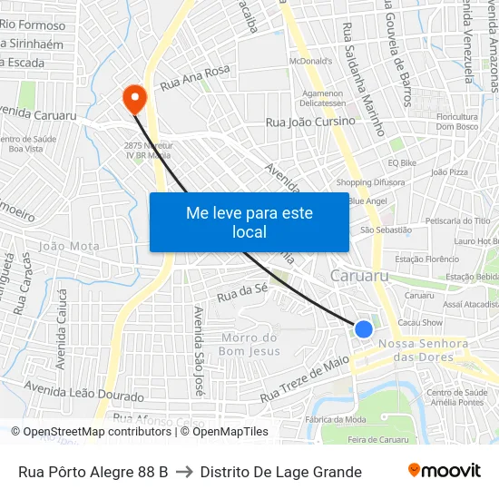 Rua Pôrto Alegre 88 B to Distrito De Lage Grande map