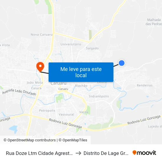 Rua Doze Ltm Cidade Agreste 121 to Distrito De Lage Grande map
