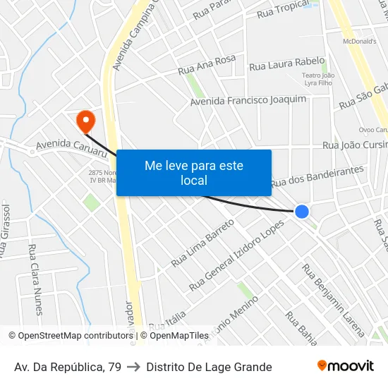 Av. Da República, 79 to Distrito De Lage Grande map