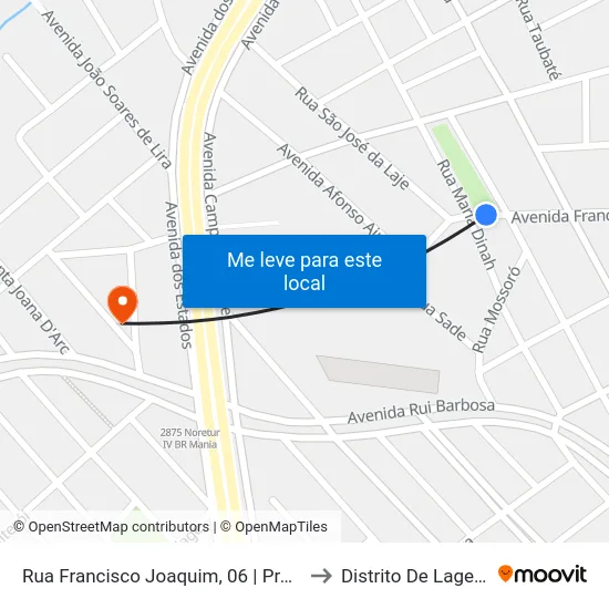 Rua Francisco Joaquim, 06 | Praça Ana Rosa to Distrito De Lage Grande map