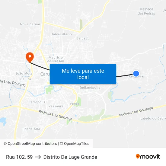 Rua 102, 59 to Distrito De Lage Grande map