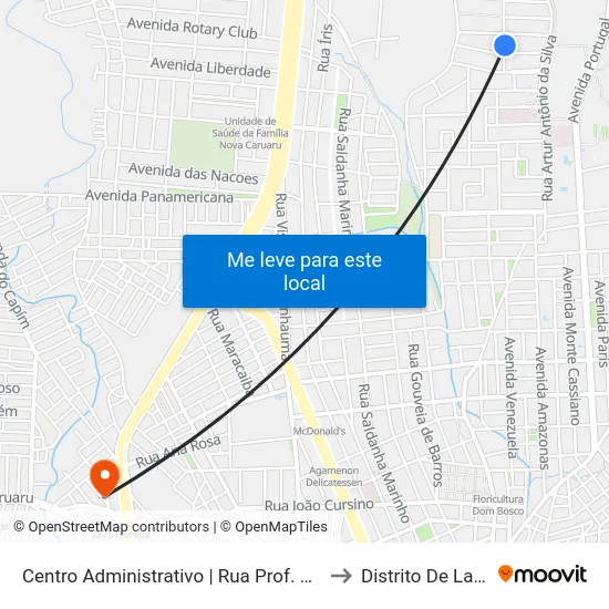 Centro Administrativo | Rua Prof. Lorival Villa Nova, 118 to Distrito De Lage Grande map