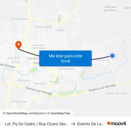 Lot. Pq Do Cedro / Rua Cícero Severino De Oliveira, 01 to Distrito De Lage Grande map