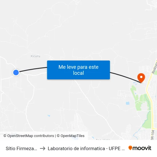 Sítio Firmeza 82 to Laboratorio de informatica - UFPE /CAA map