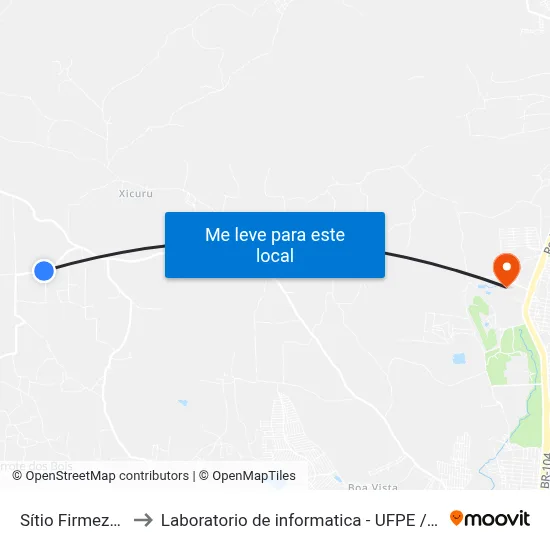 Sítio Firmeza 7 to Laboratorio de informatica - UFPE /CAA map