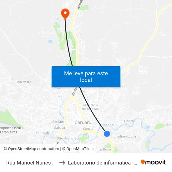 Rua Manoel Nunes Filho 548 to Laboratorio de informatica - UFPE /CAA map