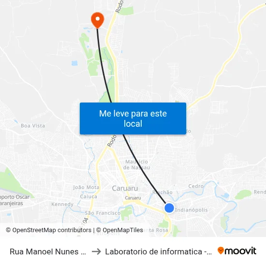 Rua Manoel Nunes Filho 150 to Laboratorio de informatica - UFPE /CAA map