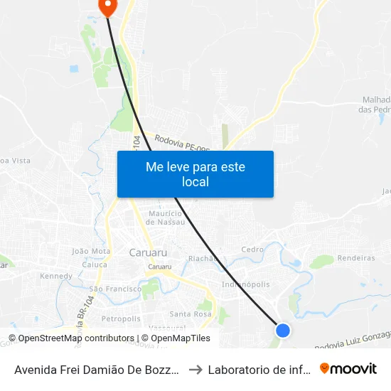 Avenida Frei Damião De Bozzano 1961 | Maria José Recepções to Laboratorio de informatica - UFPE /CAA map