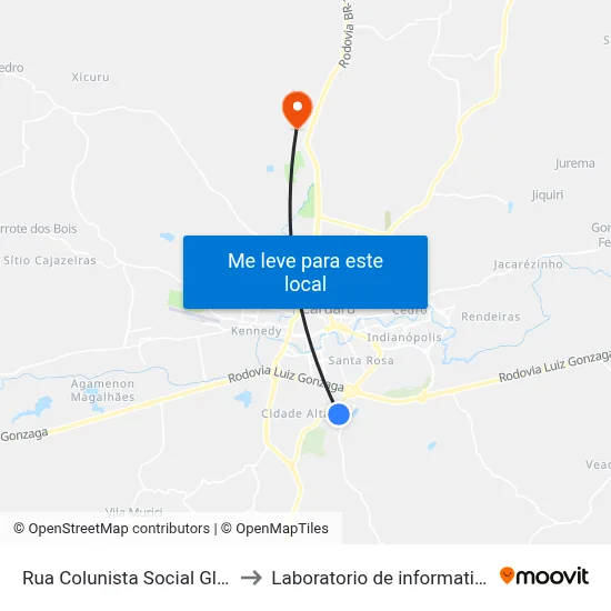 Rua Colunista Social Gladys Cardins 4 to Laboratorio de informatica - UFPE /CAA map