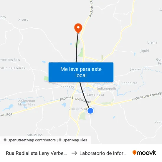 Rua Radialista Leny Verbena Queiroga Barros 201 to Laboratorio de informatica - UFPE /CAA map