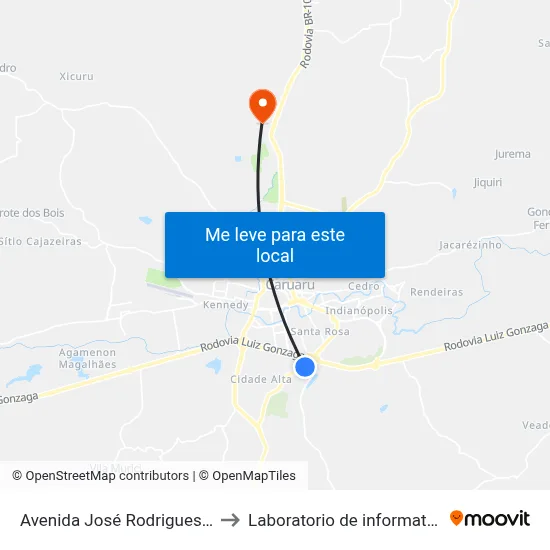 Avenida José Rodrigues De Jesus 1658 to Laboratorio de informatica - UFPE /CAA map