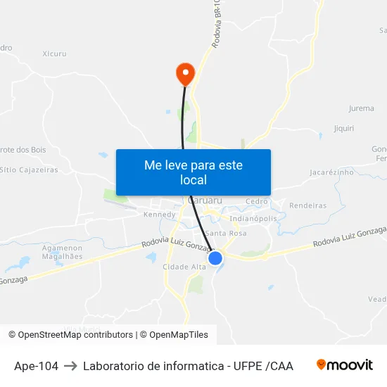 Ape-104 to Laboratorio de informatica - UFPE /CAA map